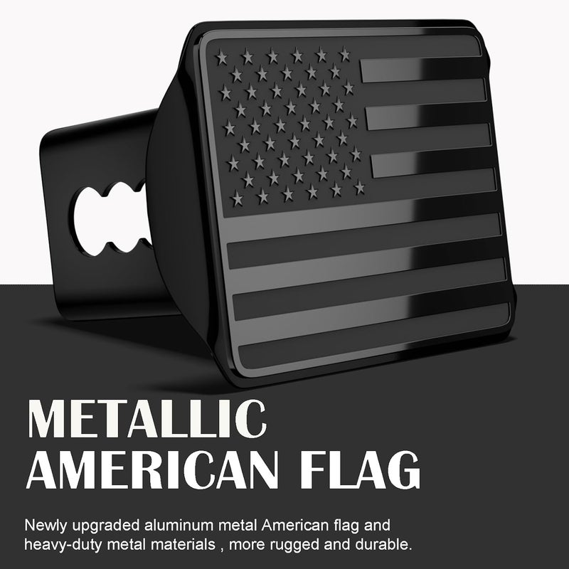 OGYE Heavy American Flag Metal Trailer Hitch Cover for 2 Inch Receivers (with Trailer Hitch Pin & Clip),Black - Image 2